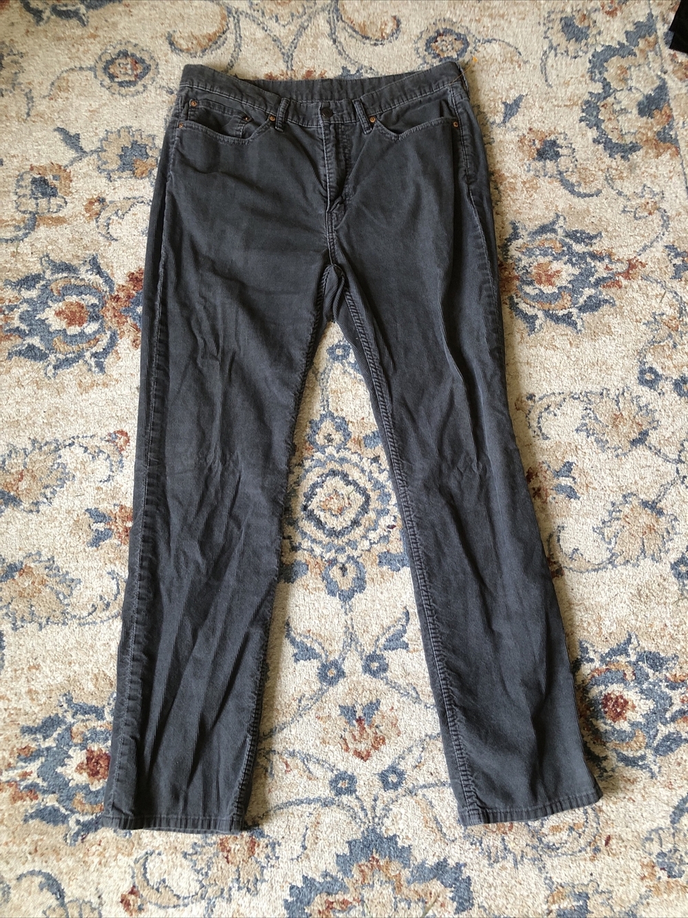 Levis 514 Jeans Mens 36x34 Black Straight Leg Slim Fit Faded Wash Flex Stretch